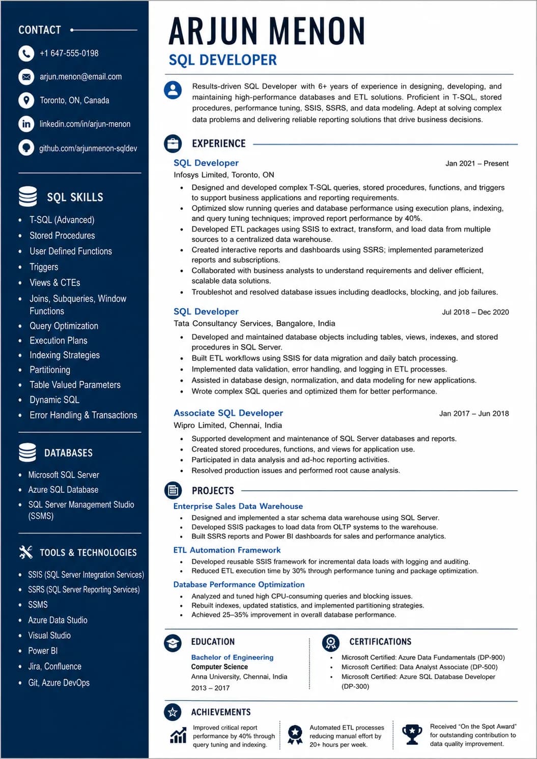 SQL Developer resume example image