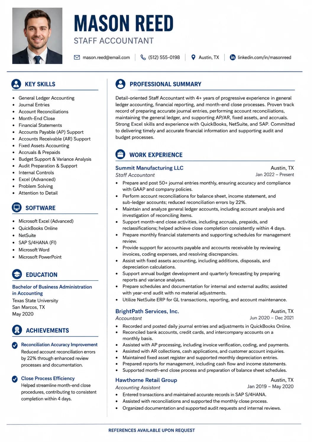 Staff Accountant resume example image