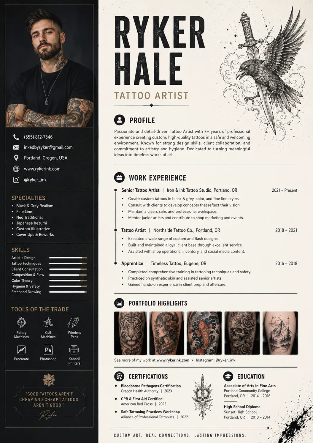 Tattoo Artist resume example image