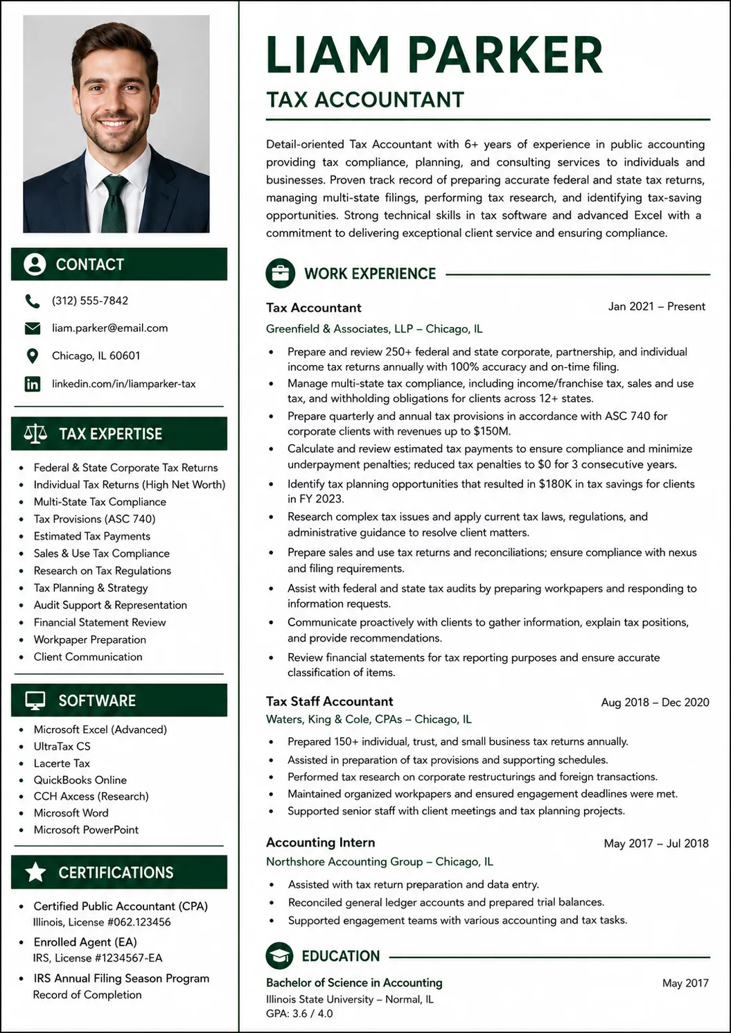 Tax Accountant resume example image