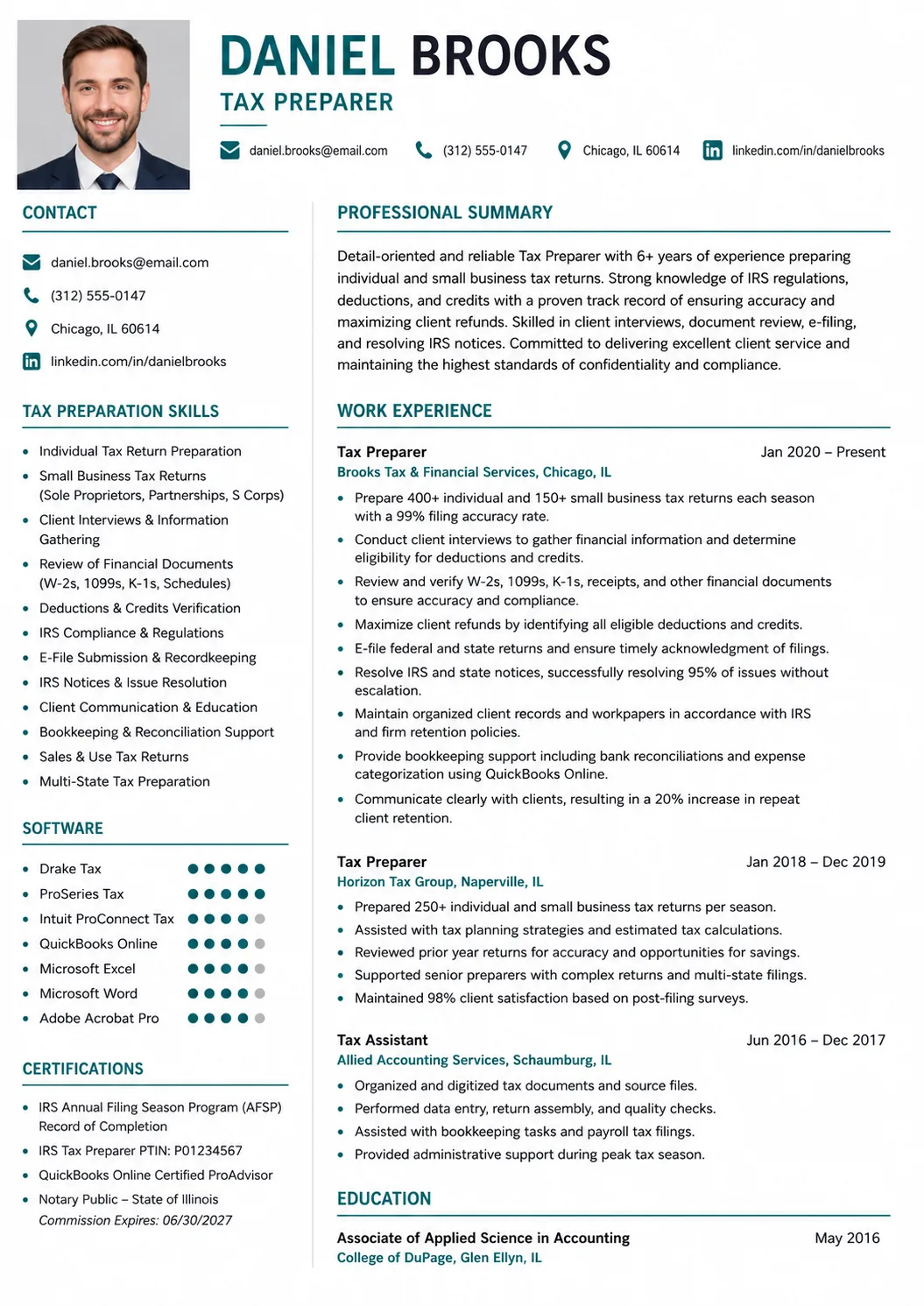 Tax Preparer resume example image