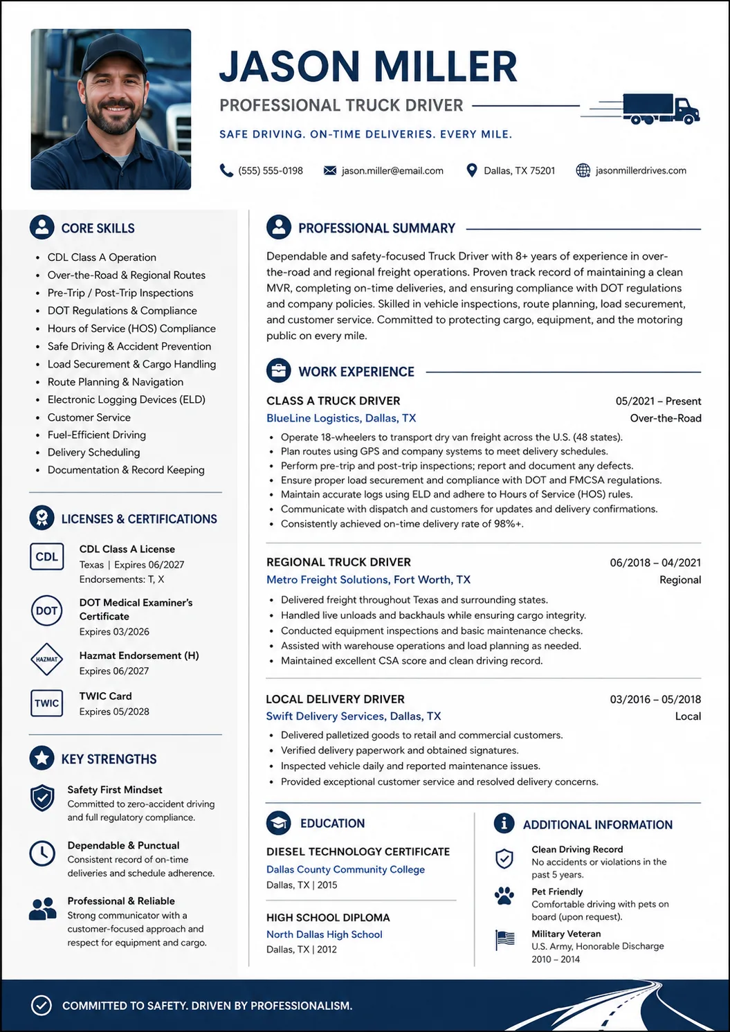 Truck Driver resume example image