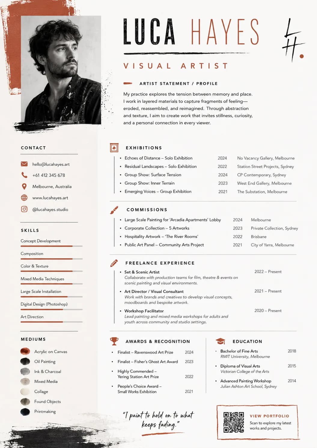 Visual Artist resume example image