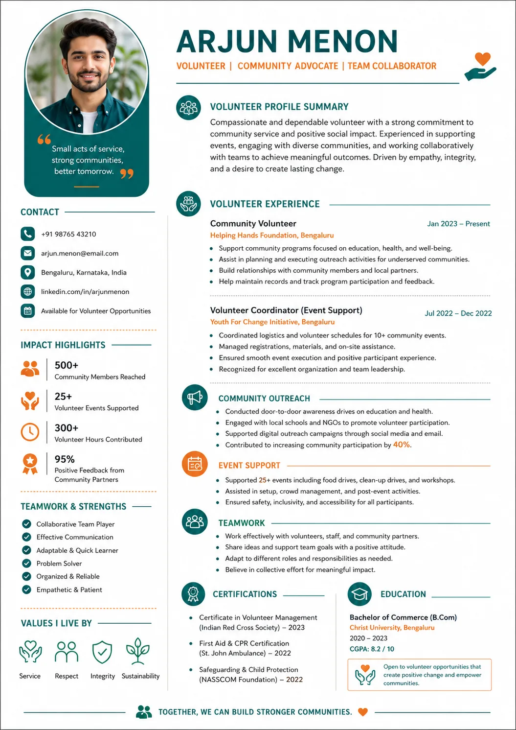 Volunteer resume example image