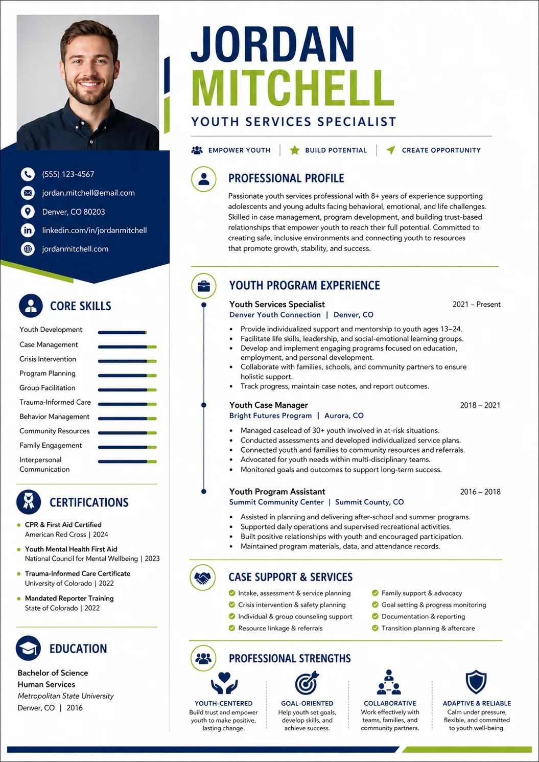 Youth Services Specialist resume example image