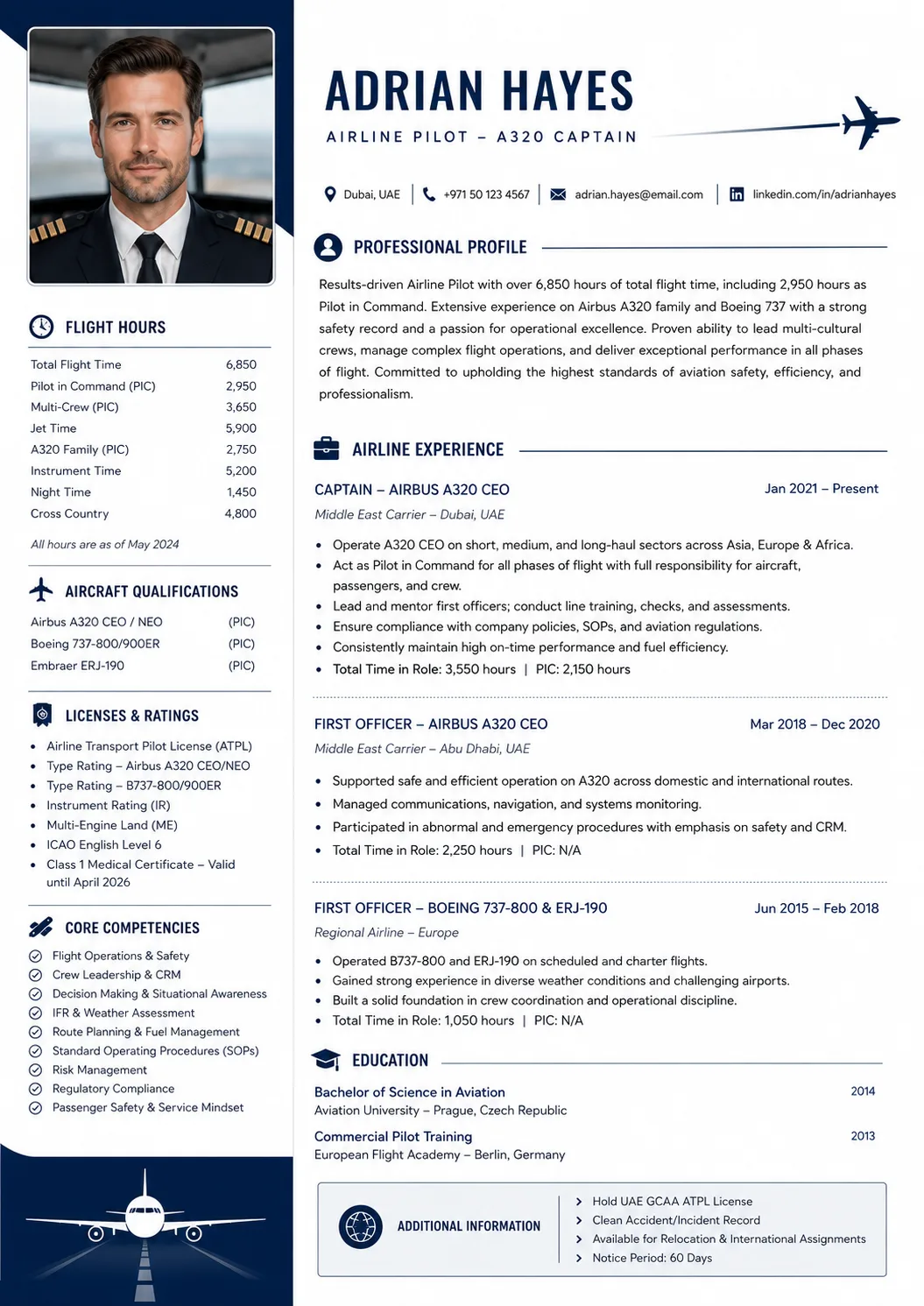 Airline Pilot resume preview