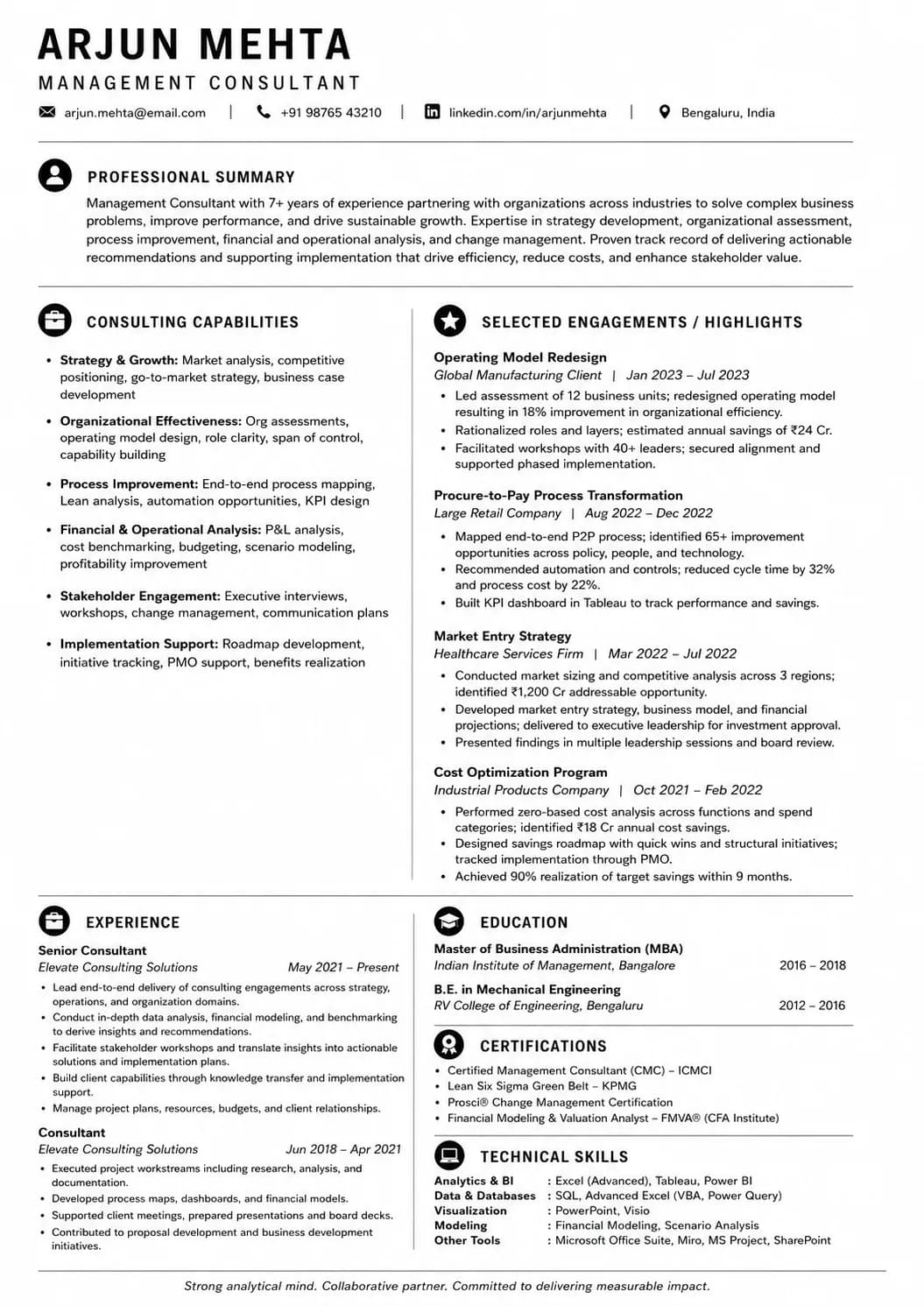 Consultant resume preview