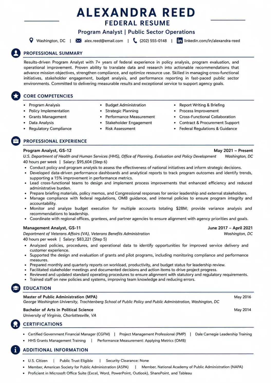 Federal resume preview
