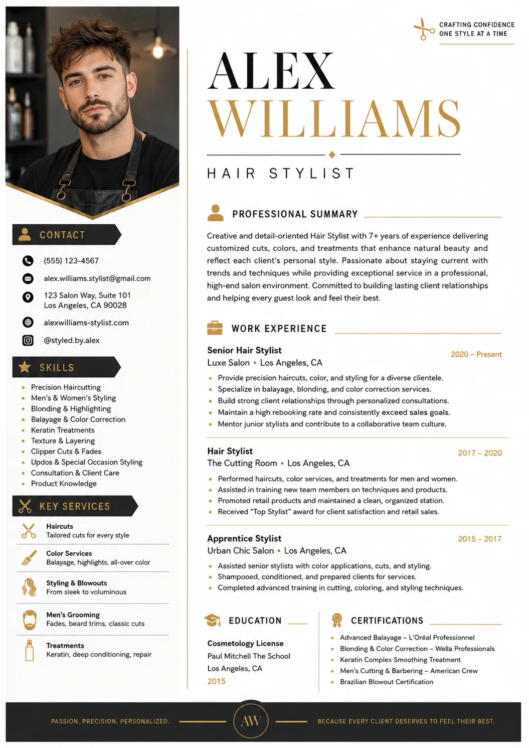 Hair Stylist resume preview