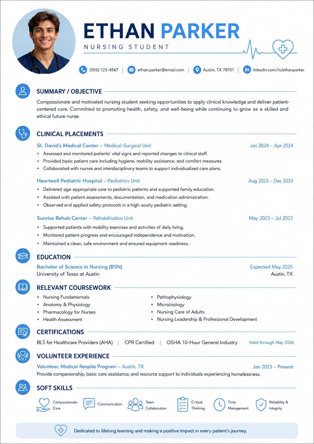 Nursing Student resume preview