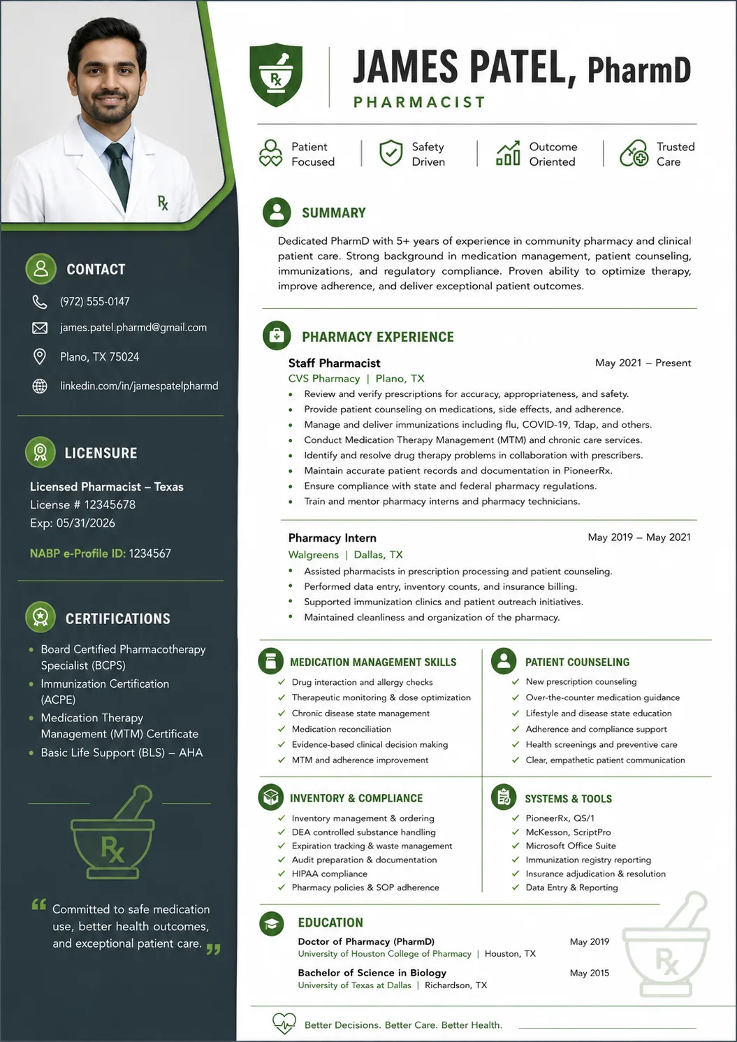 Pharmacist resume preview