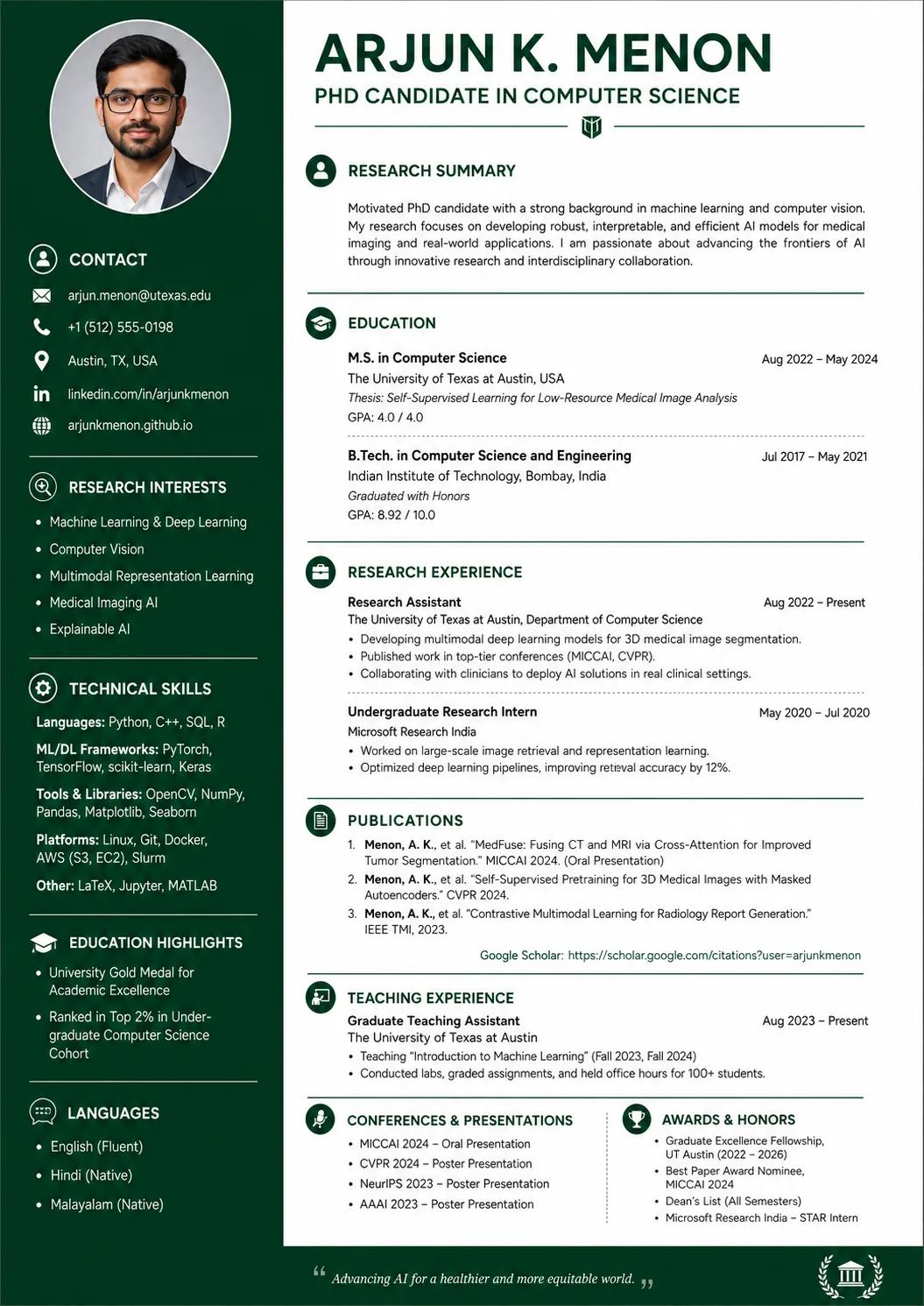 PhD resume preview