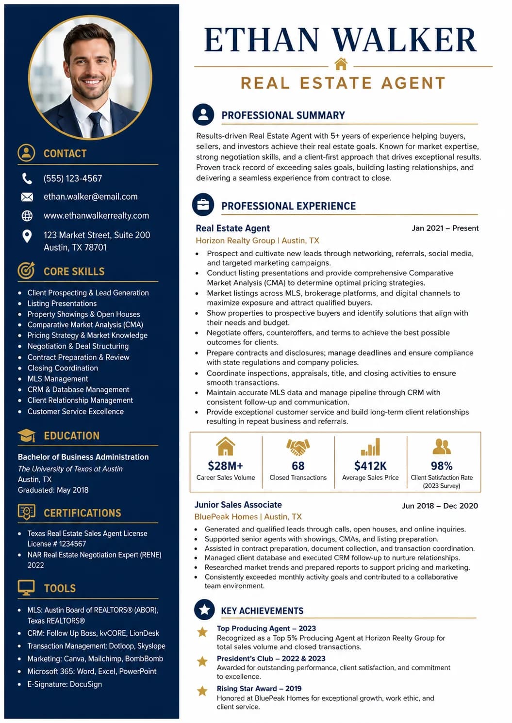 Real Estate Agent resume preview