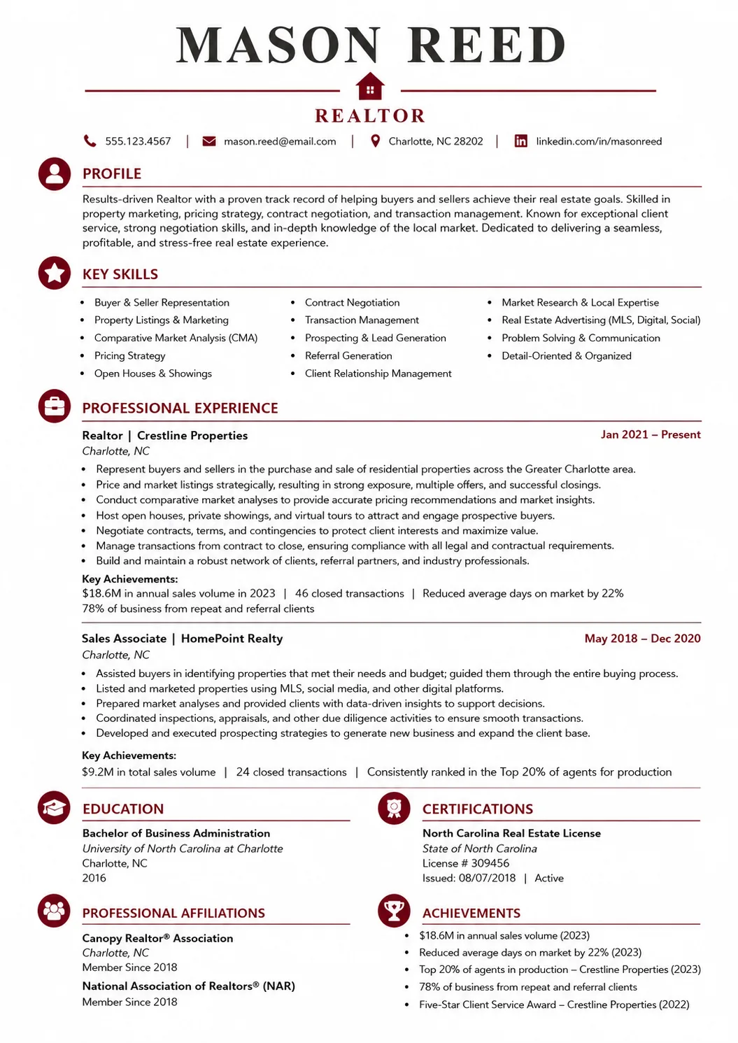 Realtor resume preview