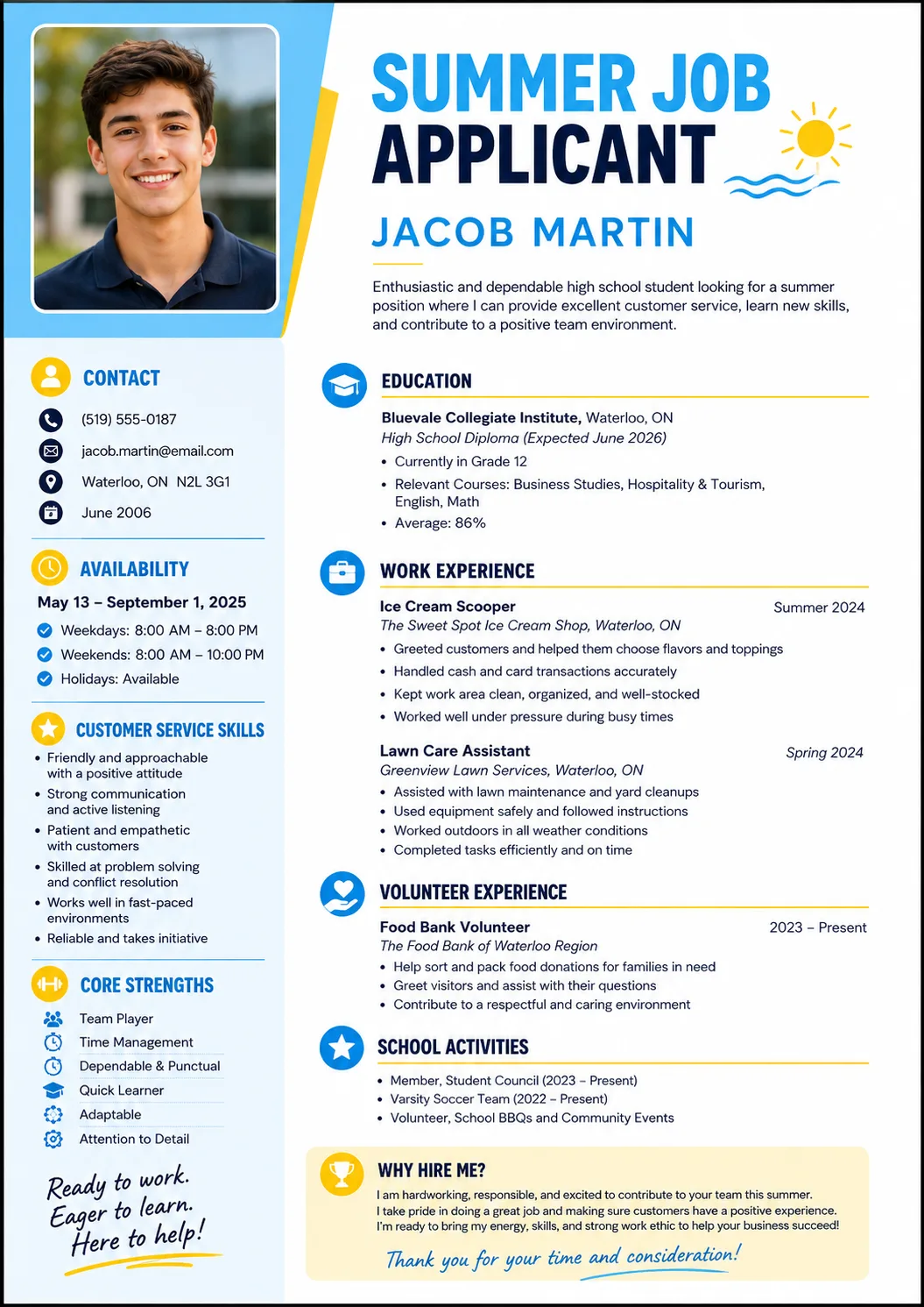 Summer Job resume preview