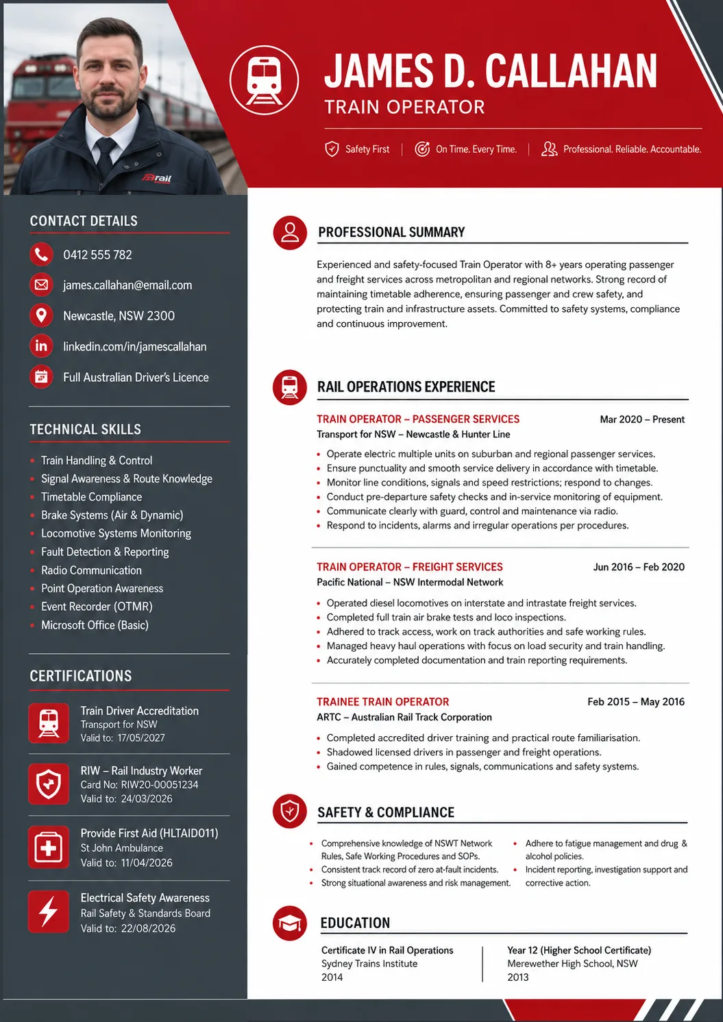Train Operator resume preview